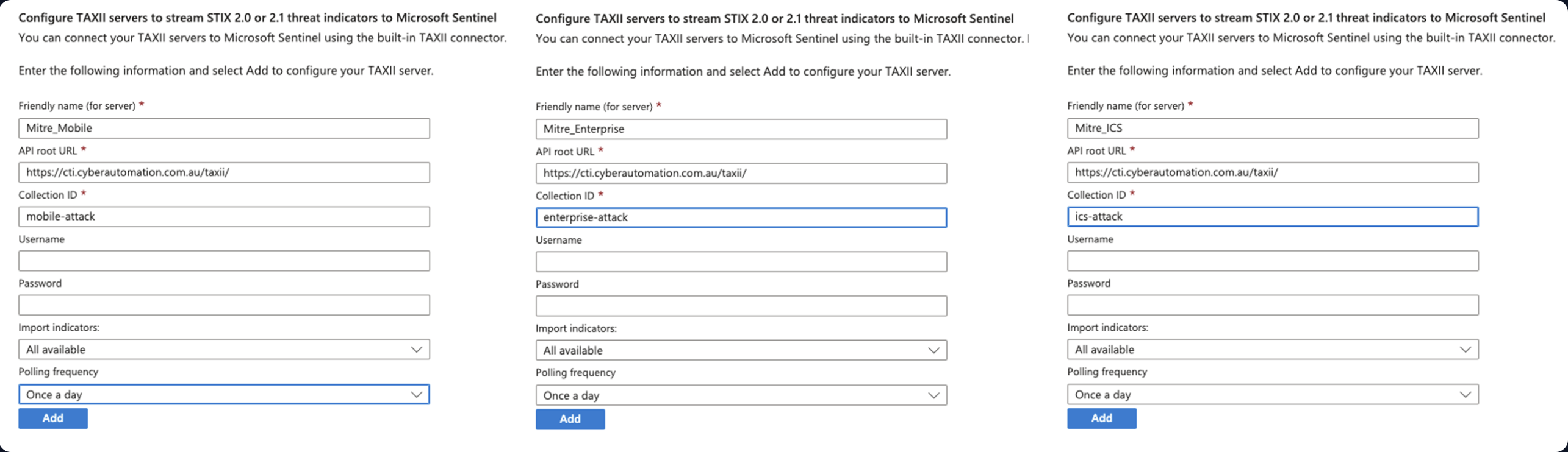 TAXII Feed Configuration